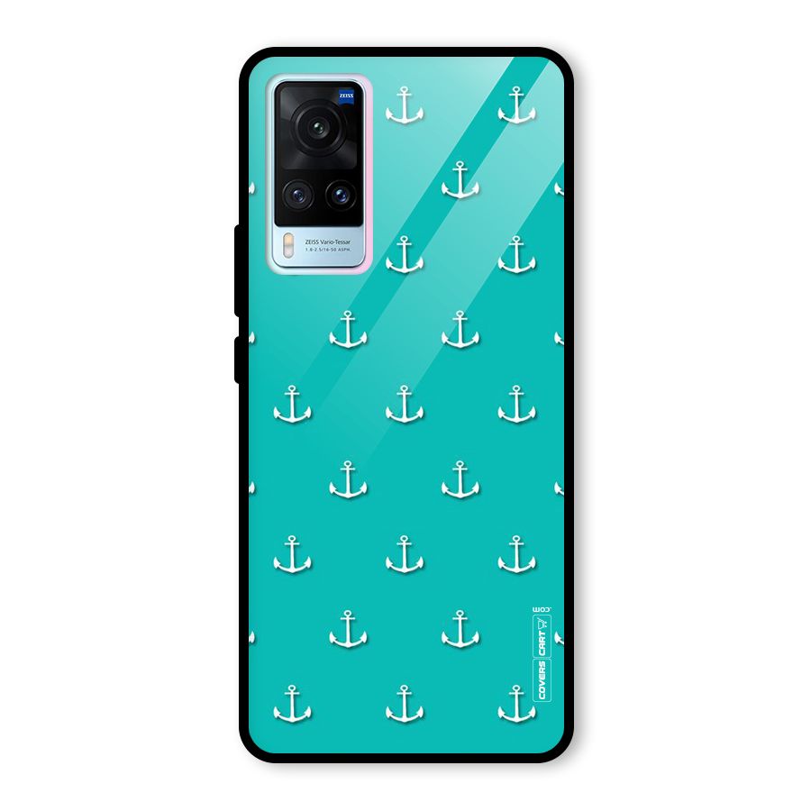 Light Blue Anchor Glass Back Case for Vivo X60