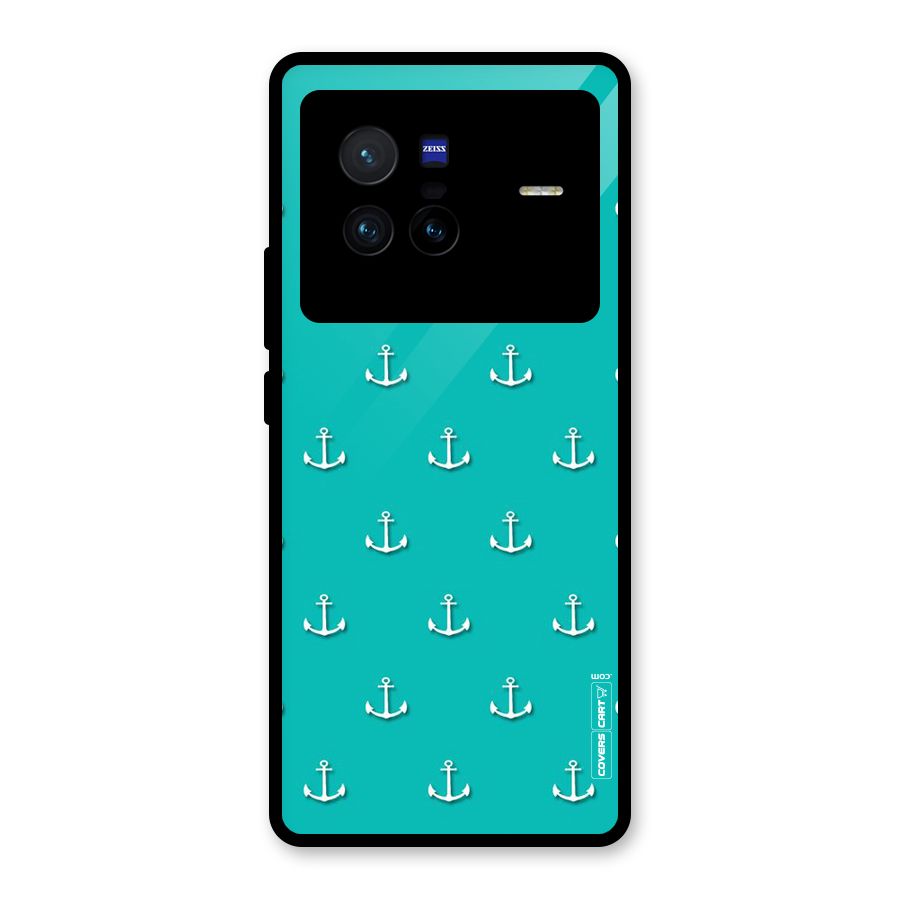 Light Blue Anchor Glass Back Case for Vivo X80