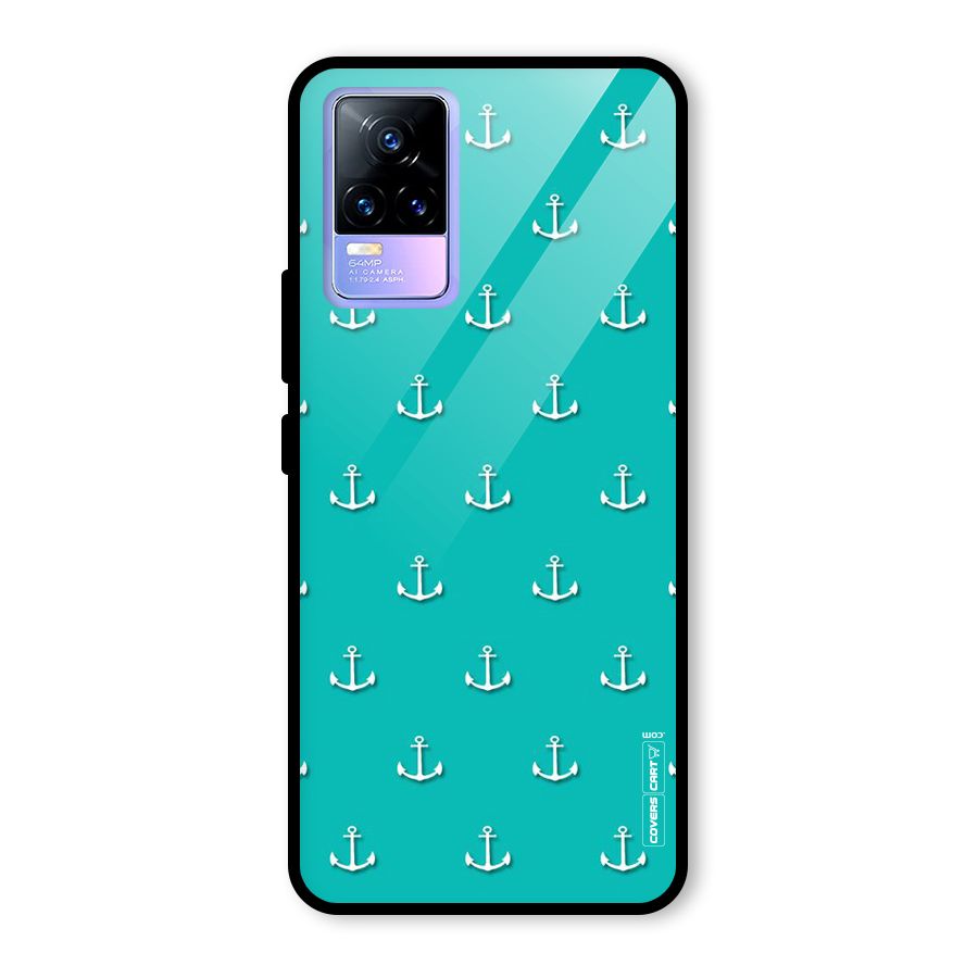 Light Blue Anchor Glass Back Case for Vivo Y73