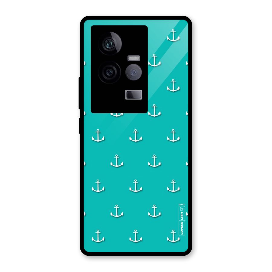 Light Blue Anchor Glass Back Case for Vivo iQOO 11 5G