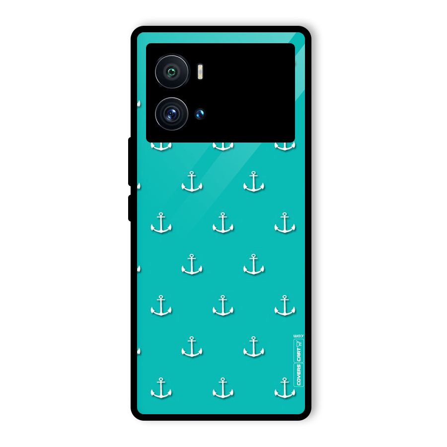 Light Blue Anchor Glass Back Case for Vivo iQOO 9 Pro