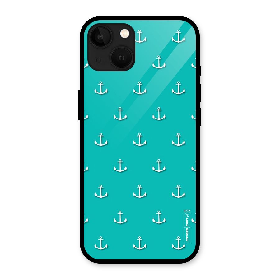 Light Blue Anchor Glass Back Case for iPhone 13
