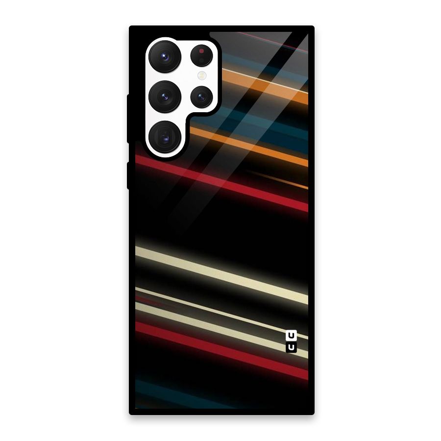 Light Diagonal Stripes Glass Back Case for Galaxy S22 Ultra 5G