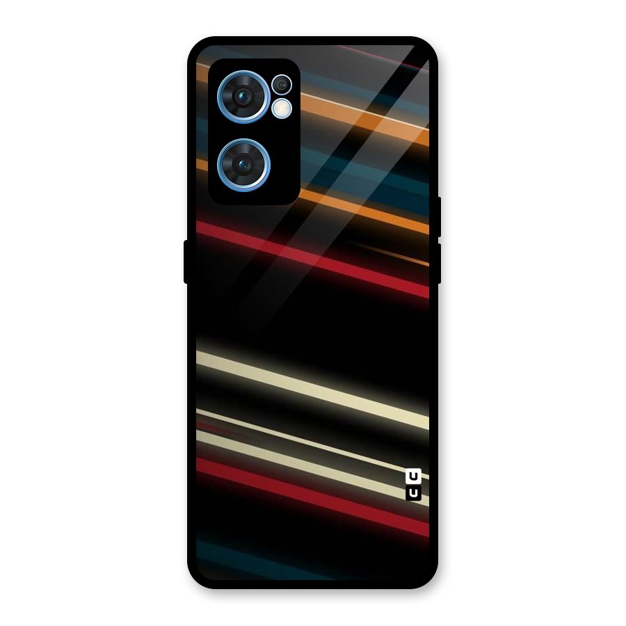 Light Diagonal Stripes Glass Back Case for Oppo Reno7 5G