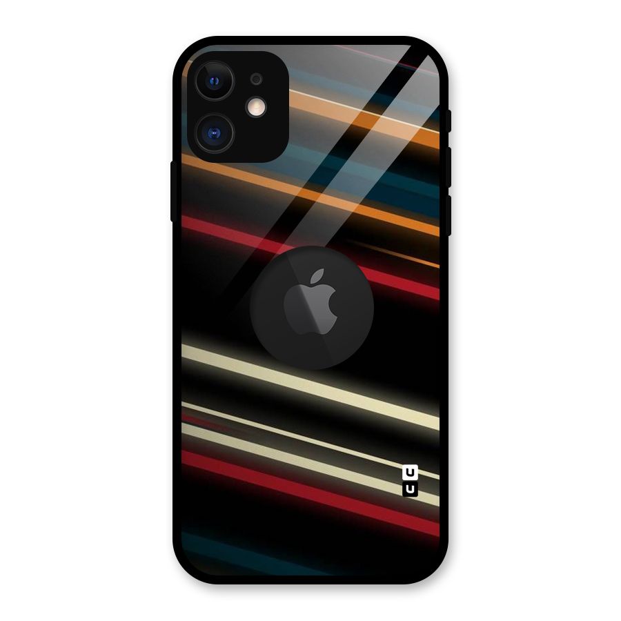 Light Diagonal Stripes Glass Back Case for iPhone 11 Logo Cut