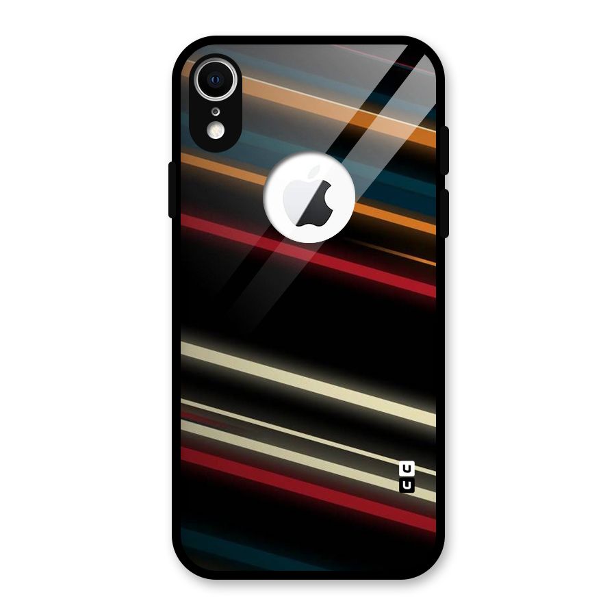 Light Diagonal Stripes Glass Back Case for iPhone XR Logo Cut