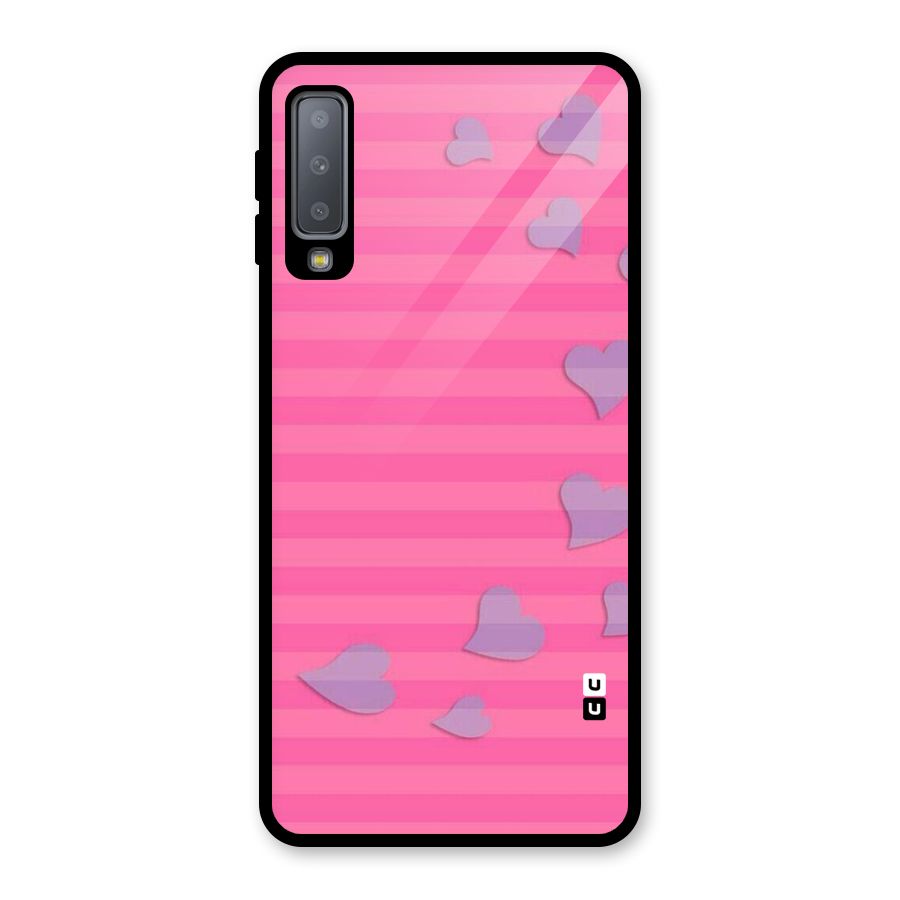 Light Heart Stripes Glass Back Case for Galaxy A7 (2018)