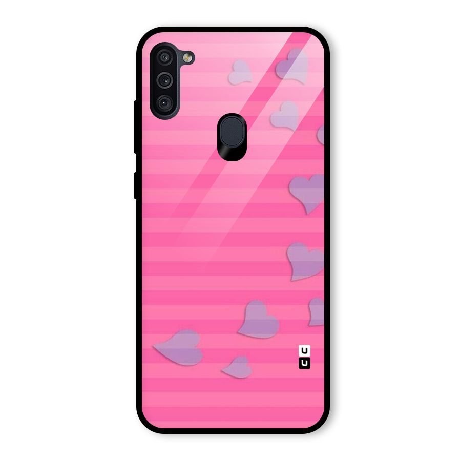 Light Heart Stripes Glass Back Case for Galaxy M11