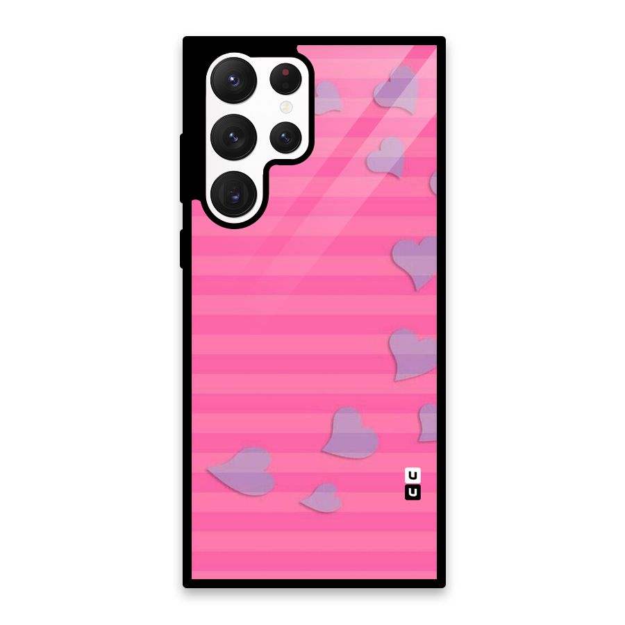 Light Heart Stripes Glass Back Case for Galaxy S22 Ultra 5G