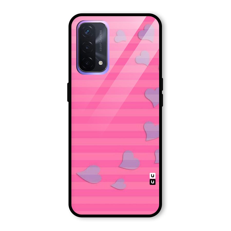 Light Heart Stripes Glass Back Case for Oppo A74 5G