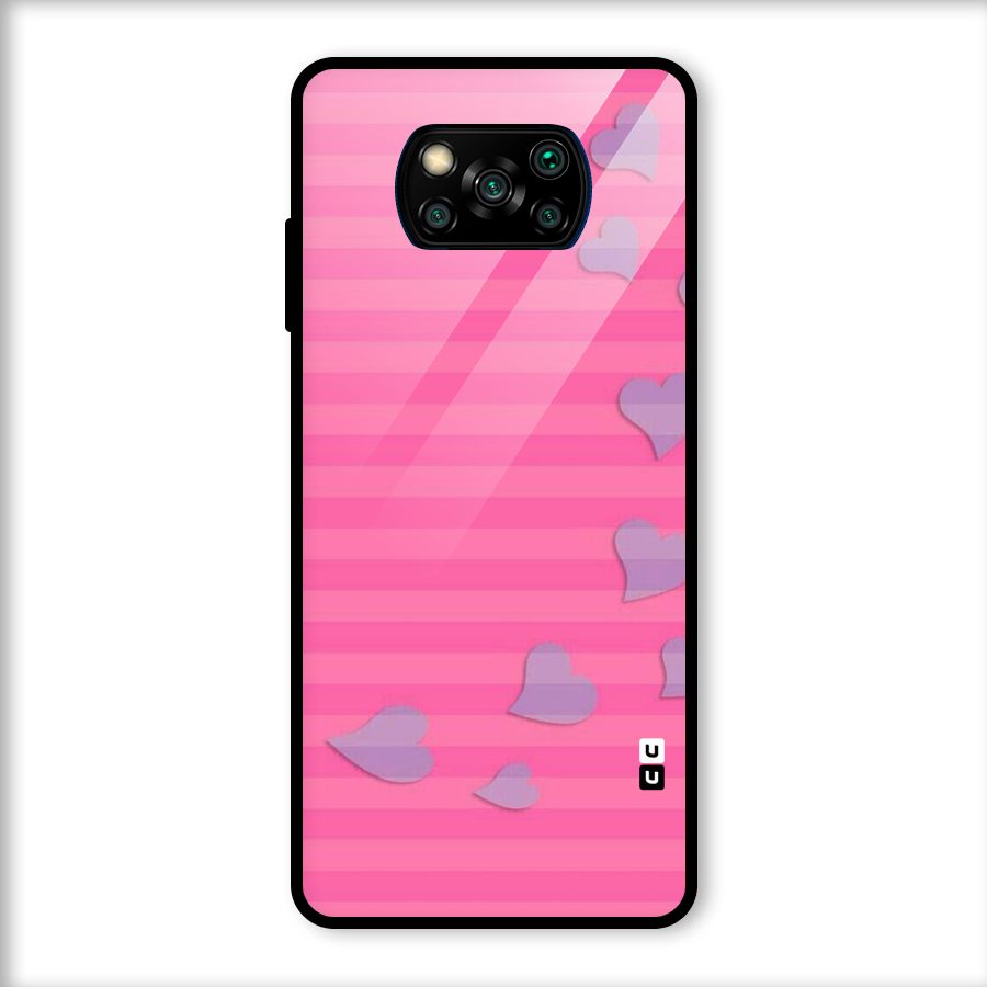 Light Heart Stripes Glass Back Case for Poco X3