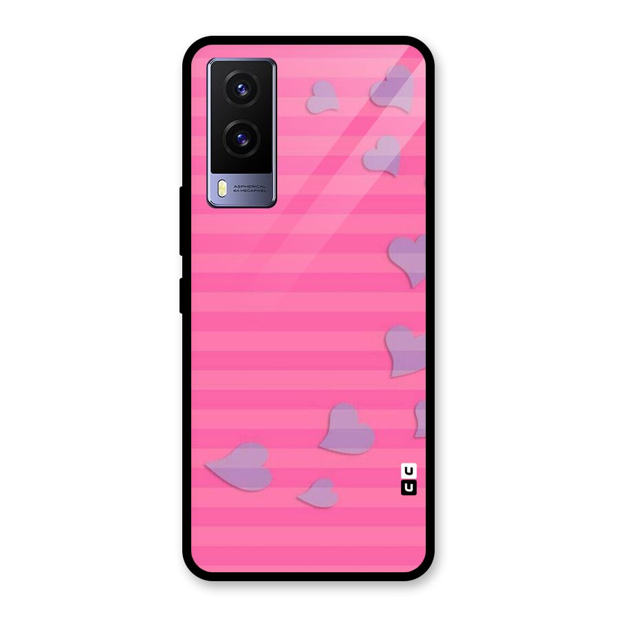 Light Heart Stripes Glass Back Case for Vivo V21e 5G