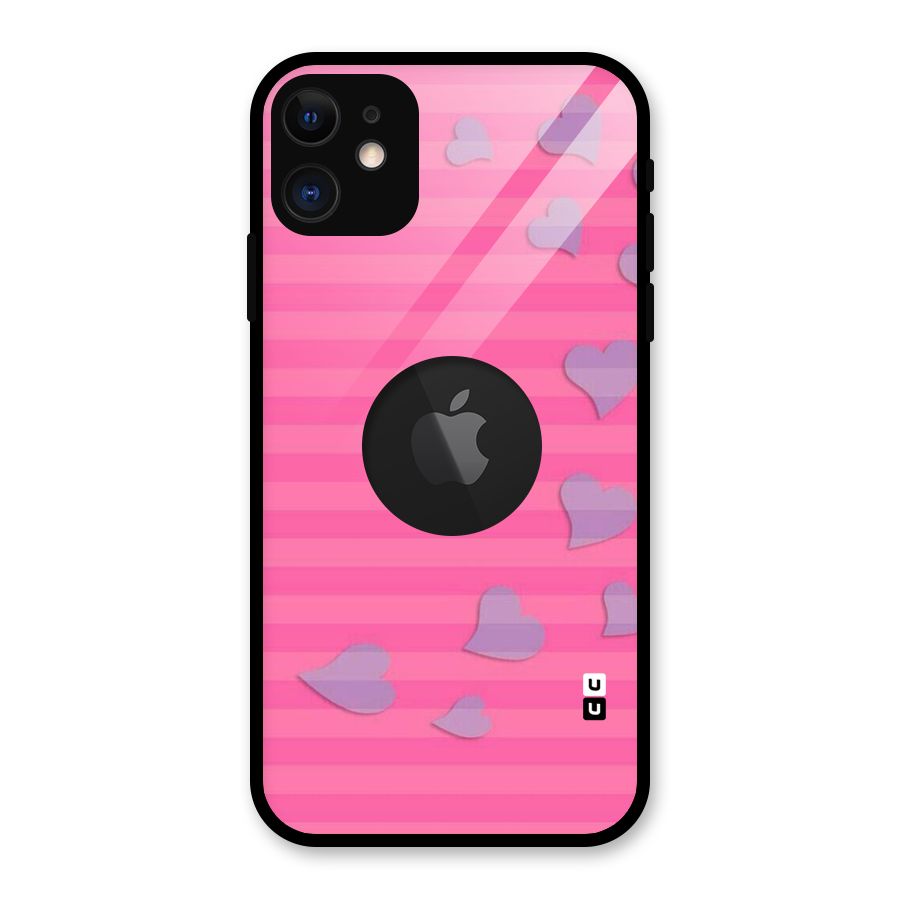 Light Heart Stripes Glass Back Case for iPhone 11 Logo Cut