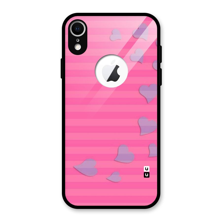 Light Heart Stripes Glass Back Case for iPhone XR Logo Cut