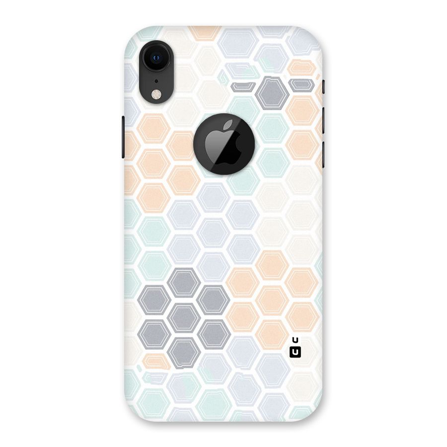 Light Hexagons Back Case for iPhone XR Logo Cut