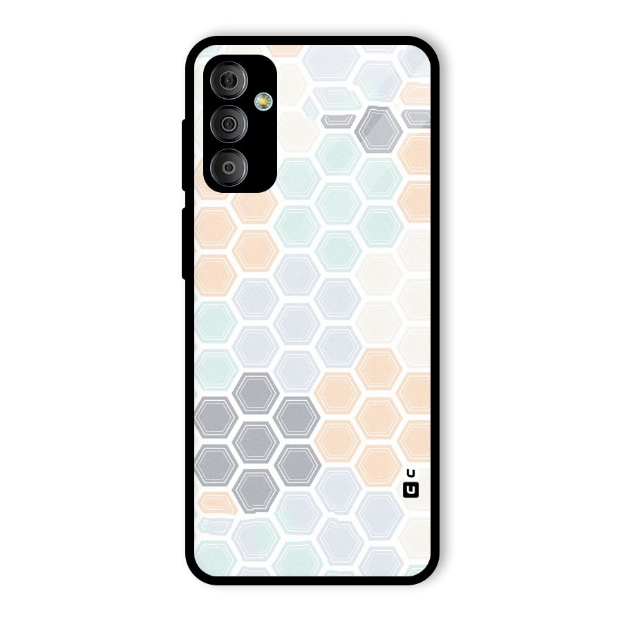 Light Hexagons Glass Back Case for Galaxy F23