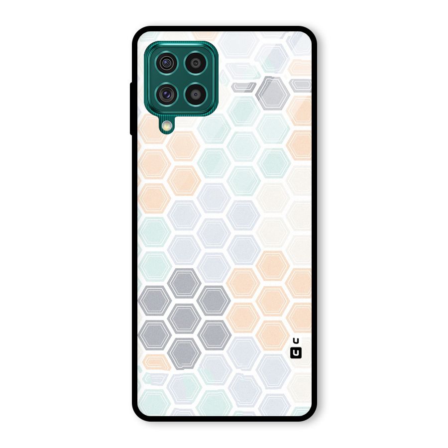 Light Hexagons Glass Back Case for Galaxy F62
