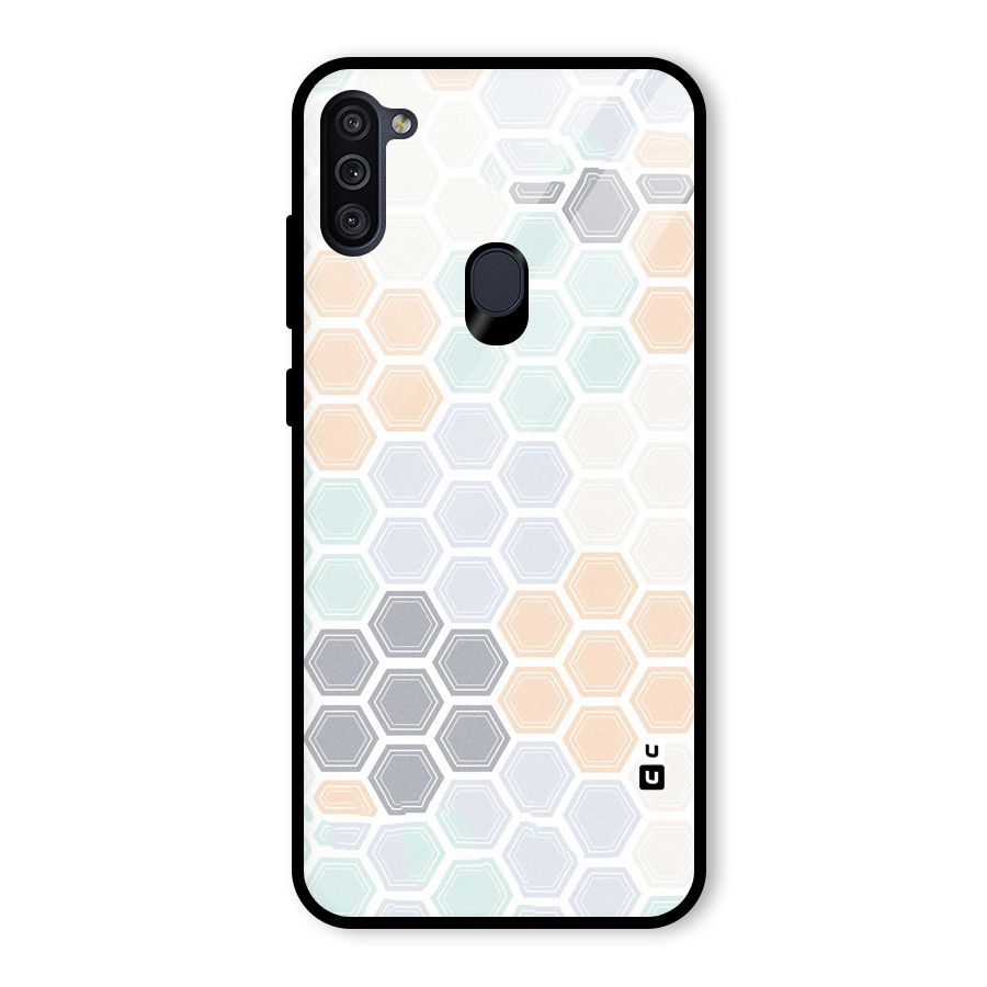 Light Hexagons Glass Back Case for Galaxy M11