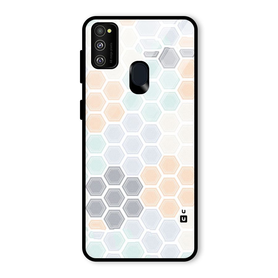 Light Hexagons Glass Back Case for Galaxy M30s