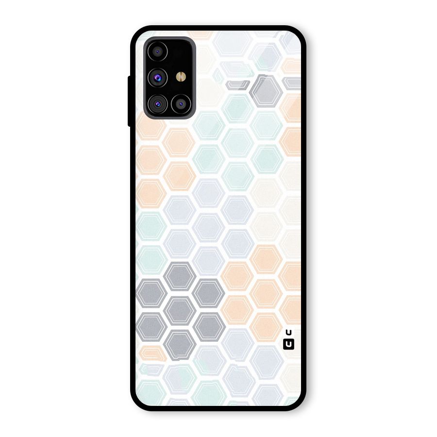 Light Hexagons Glass Back Case for Galaxy M31s