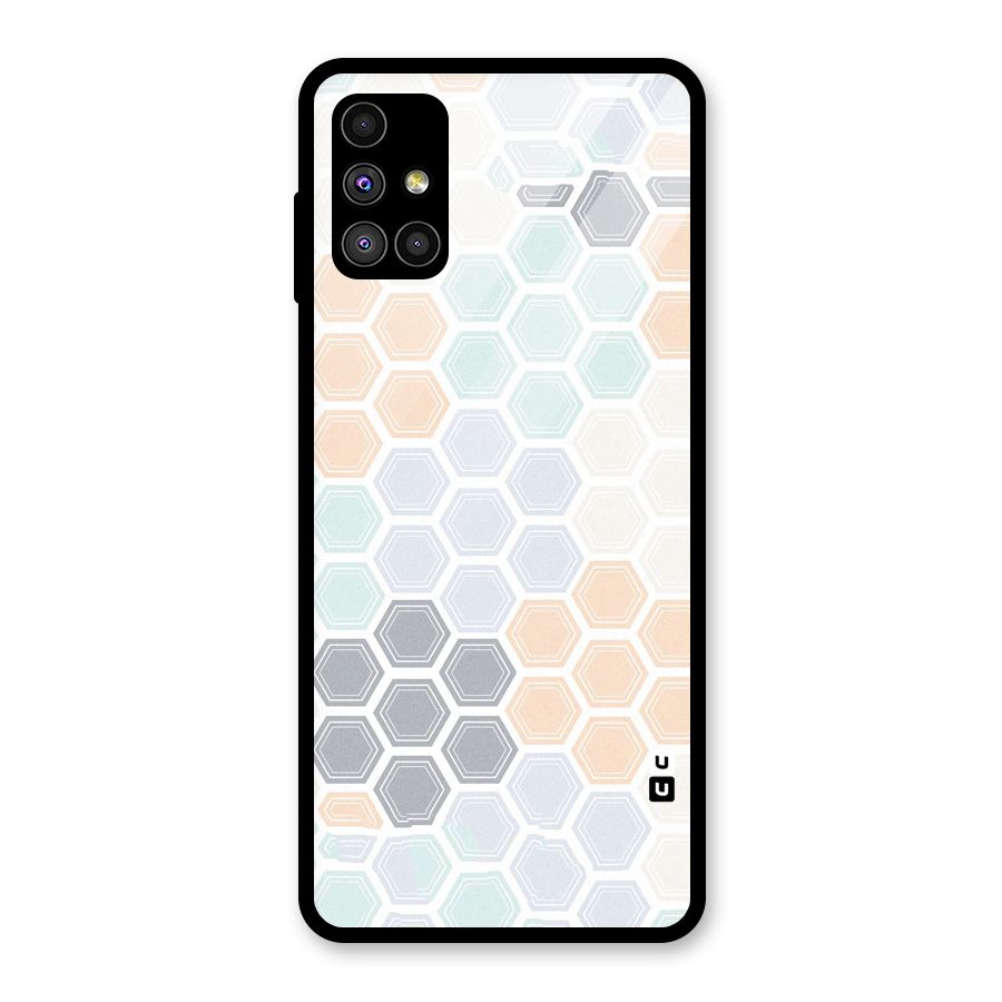 Light Hexagons Glass Back Case for Galaxy M51