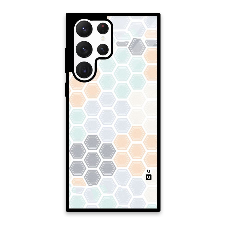 Light Hexagons Glass Back Case for Galaxy S22 Ultra 5G