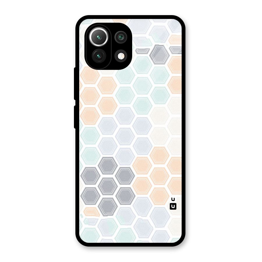 Light Hexagons Glass Back Case for Mi 11 Lite NE 5G