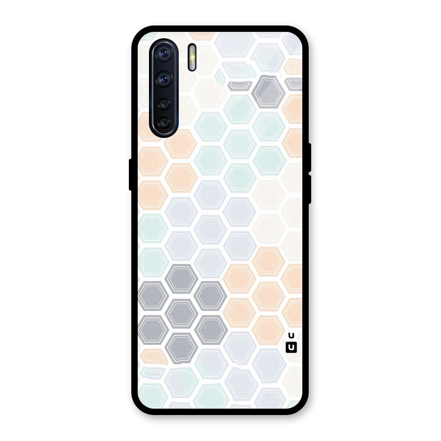 Light Hexagons Glass Back Case for Oppo F15