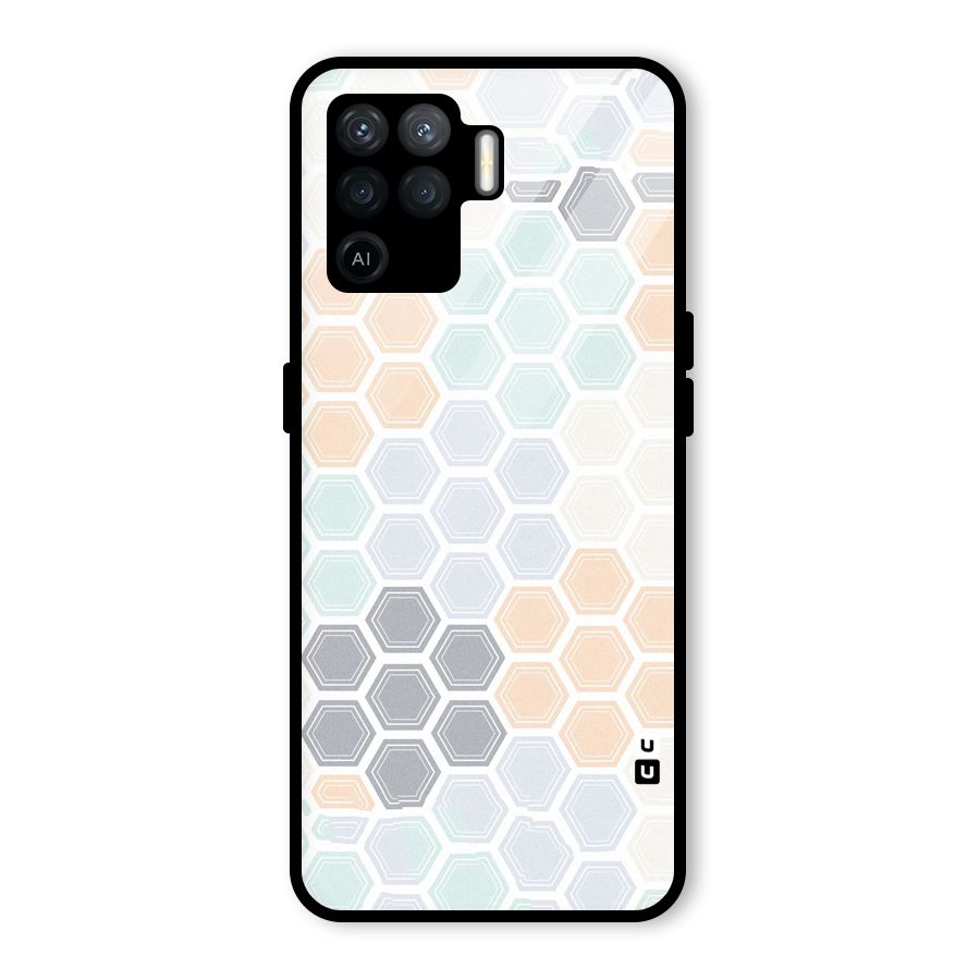 Light Hexagons Glass Back Case for Oppo F19 Pro