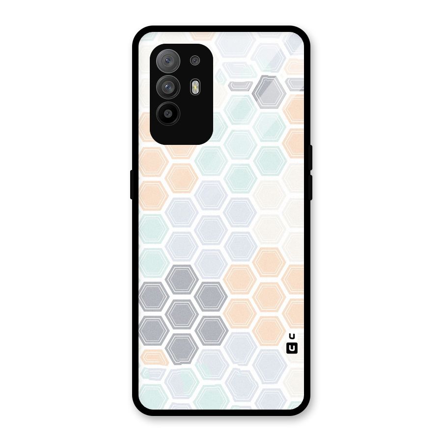 Light Hexagons Glass Back Case for Oppo F19 Pro Plus 5G
