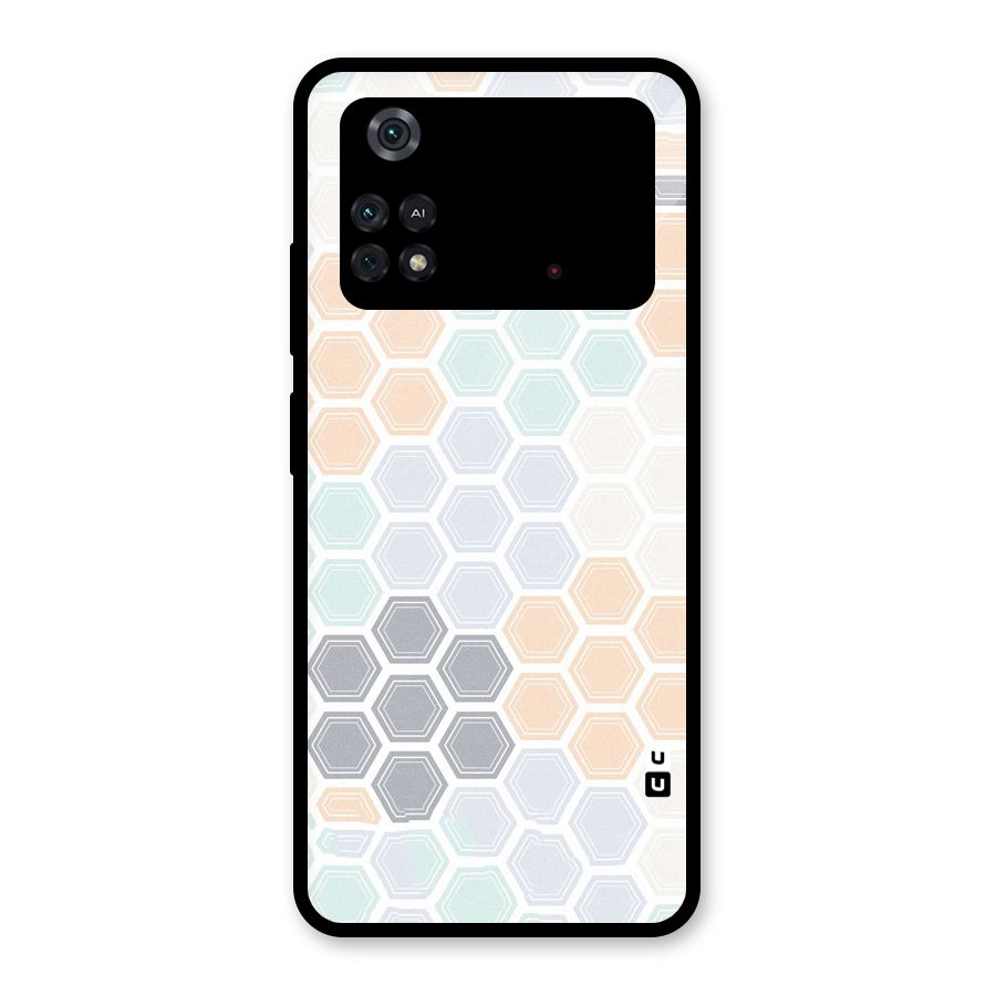 Light Hexagons Glass Back Case for Poco M4 Pro 4G