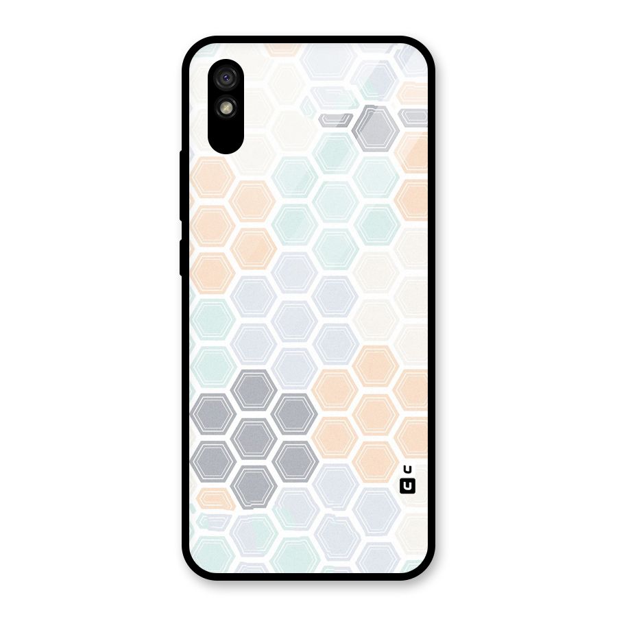Light Hexagons Glass Back Case for Redmi 9A