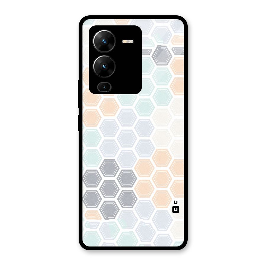 Light Hexagons Glass Back Case for Vivo V25 Pro