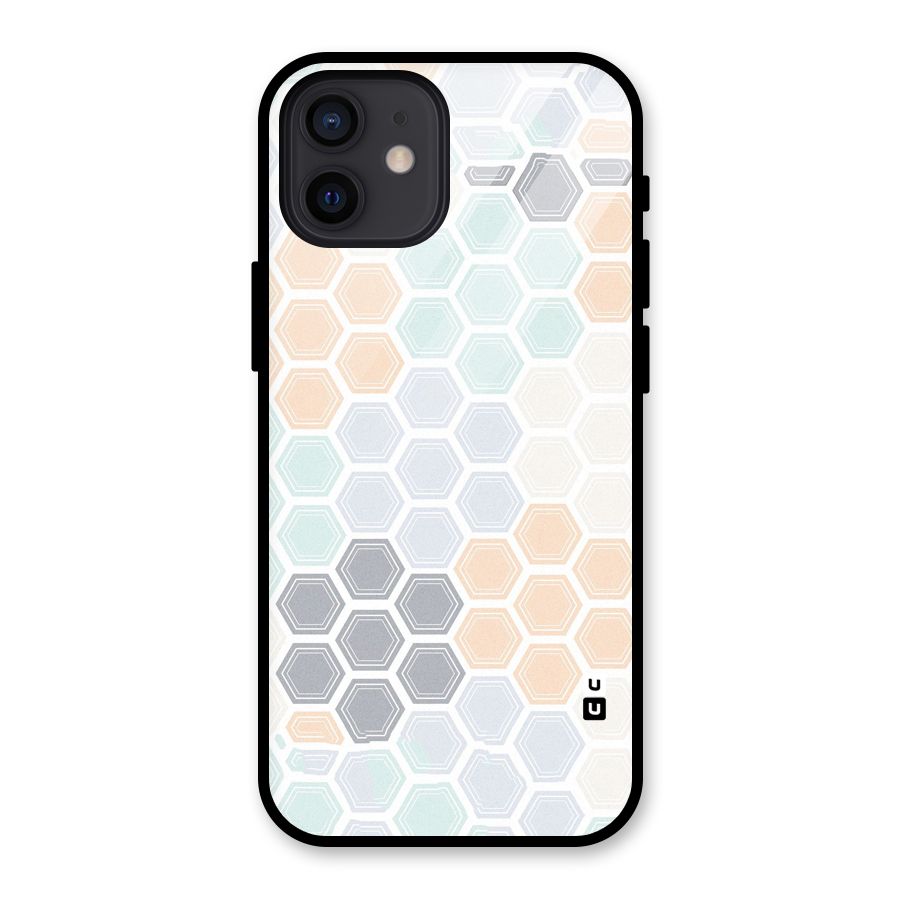 Light Hexagons Glass Back Case for iPhone 12