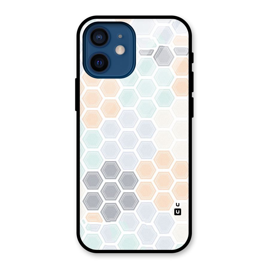 Light Hexagons Glass Back Case for iPhone 12 Mini