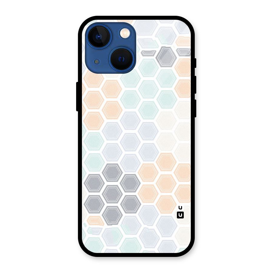 Light Hexagons Glass Back Case for iPhone 13 Mini