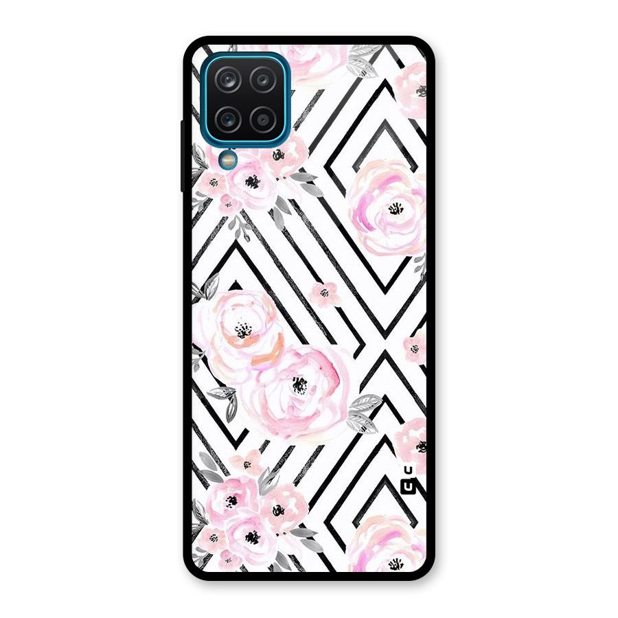 Light Pastel Flowers Design Glass Back Case for Galaxy A12