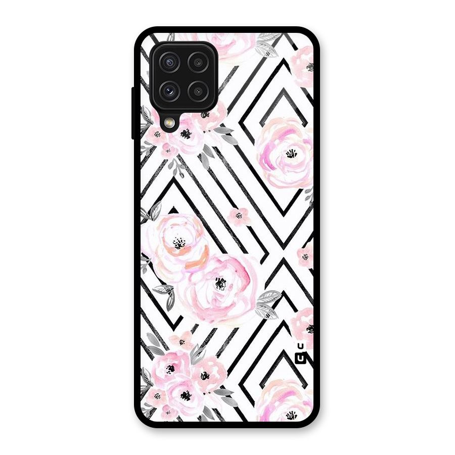 Light Pastel Flowers Design Glass Back Case for Galaxy A22 4G