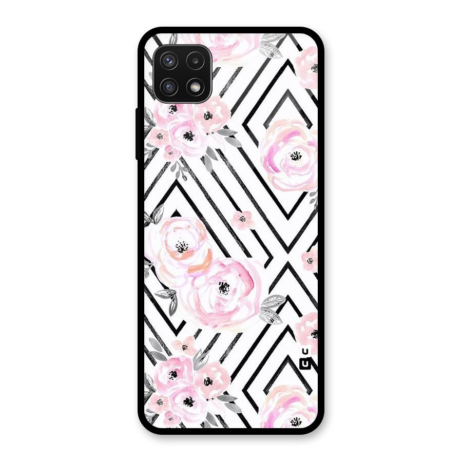 Light Pastel Flowers Design Glass Back Case for Galaxy A22 5G