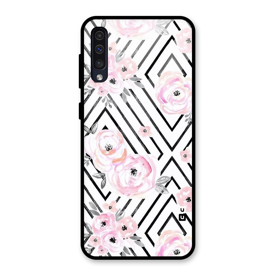 Light Pastel Flowers Design Glass Back Case for Galaxy A50s