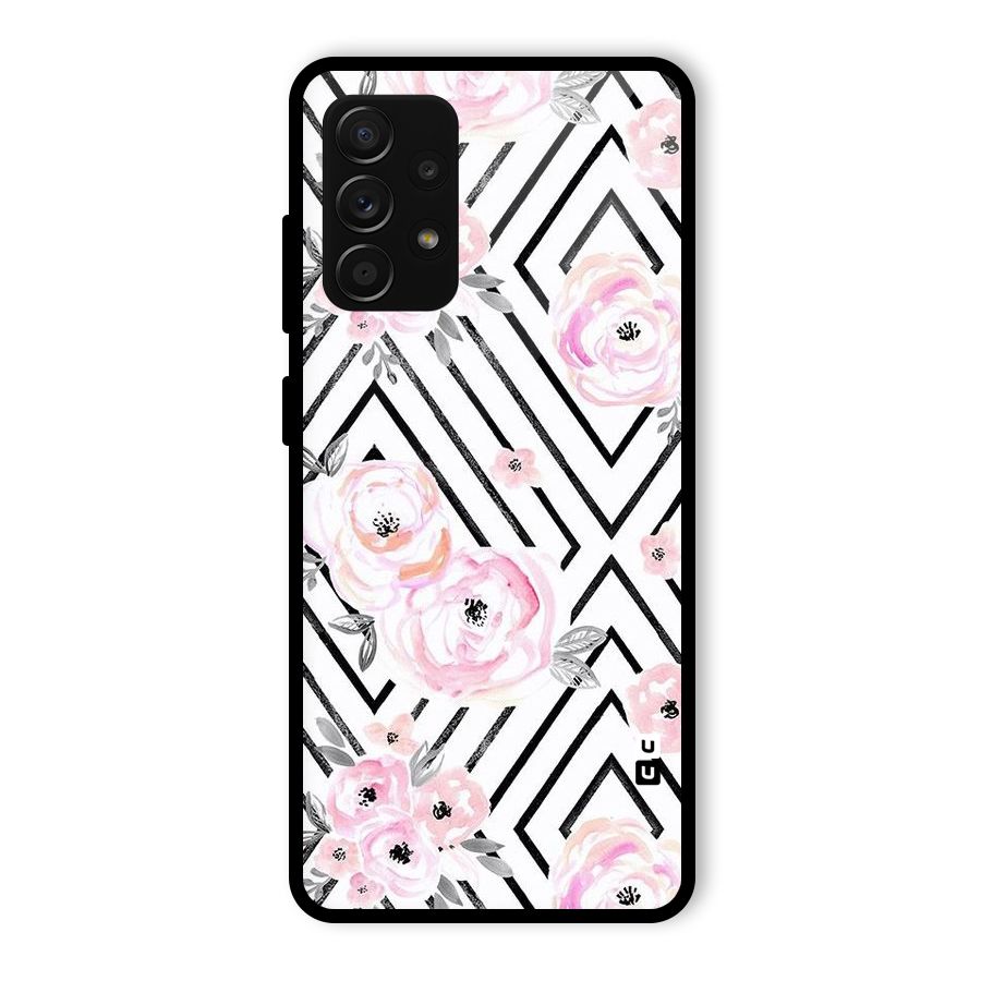 Light Pastel Flowers Design Glass Back Case for Galaxy A53 5G