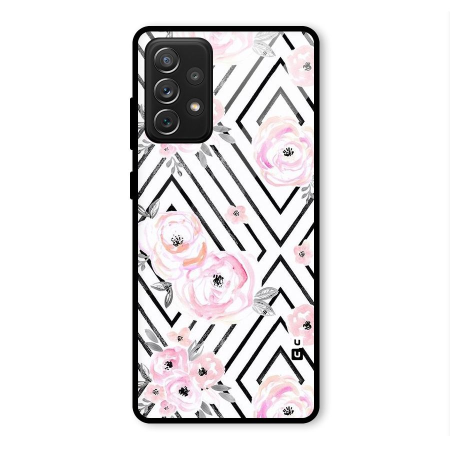 Light Pastel Flowers Design Glass Back Case for Galaxy A72