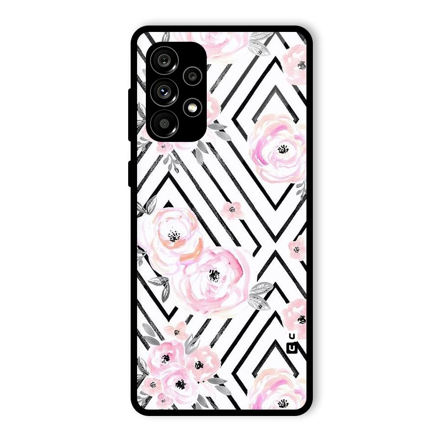 Light Pastel Flowers Design Glass Back Case for Galaxy A73 5G