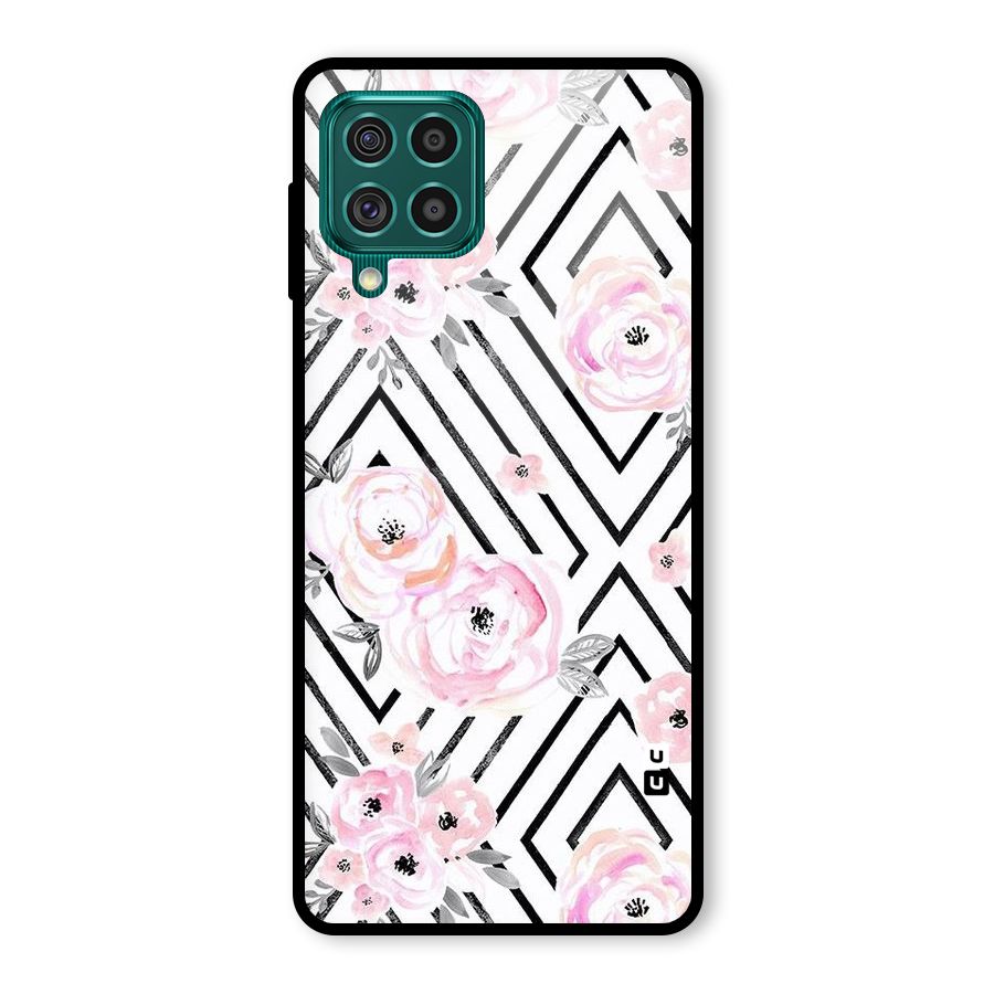 Light Pastel Flowers Design Glass Back Case for Galaxy F62