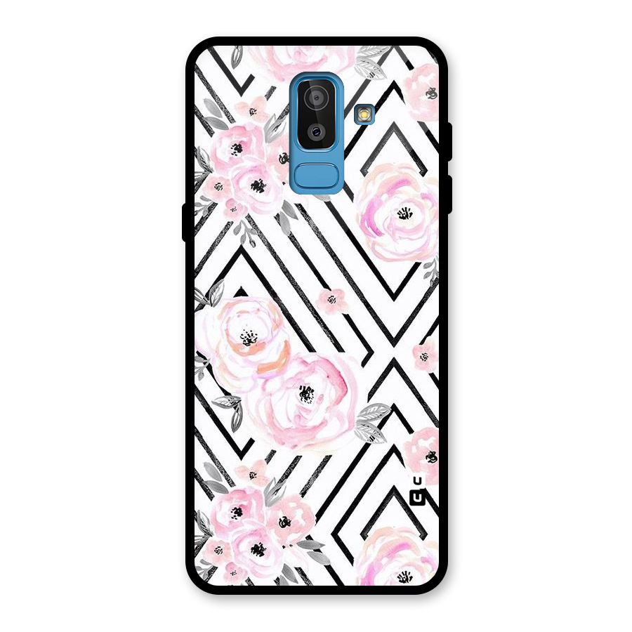 Light Pastel Flowers Design Glass Back Case for Galaxy J8