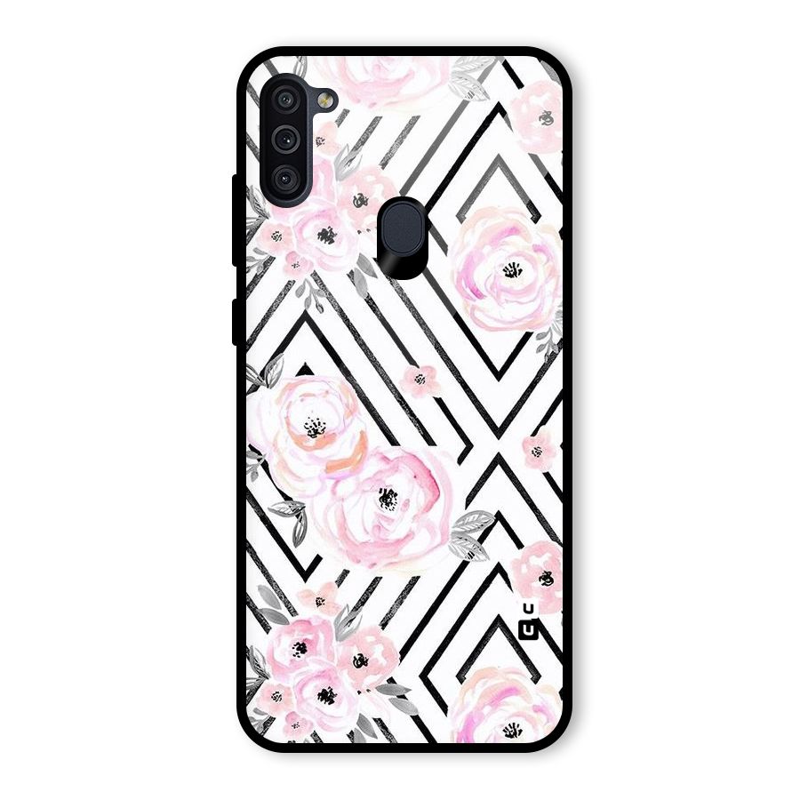 Light Pastel Flowers Design Glass Back Case for Galaxy M11