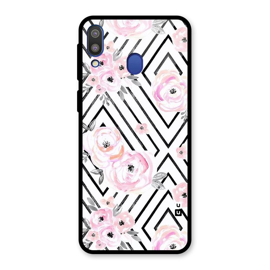 Light Pastel Flowers Design Glass Back Case for Galaxy M20