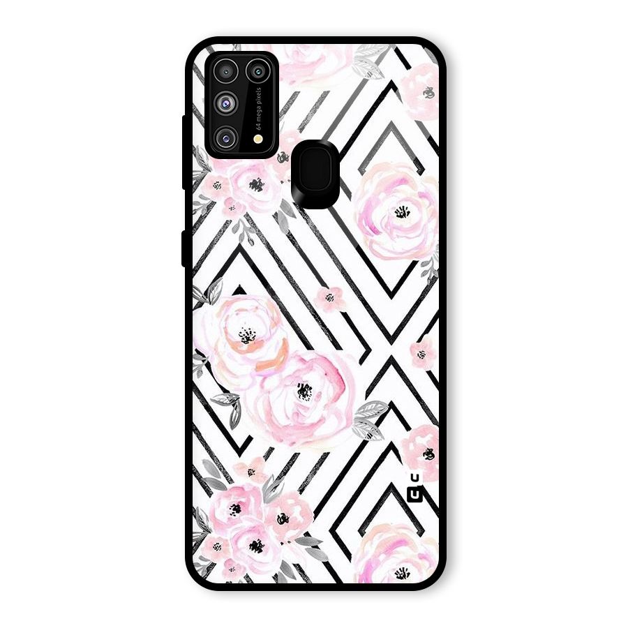 Light Pastel Flowers Design Glass Back Case for Galaxy M31