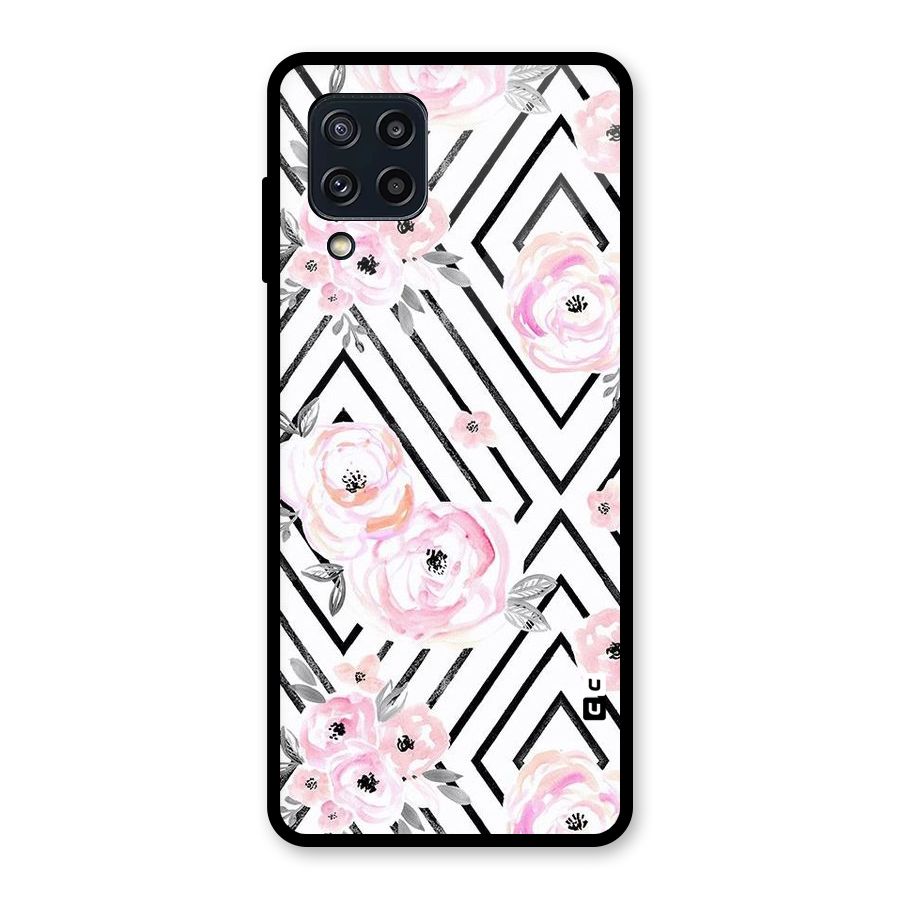 Light Pastel Flowers Design Glass Back Case for Galaxy M32