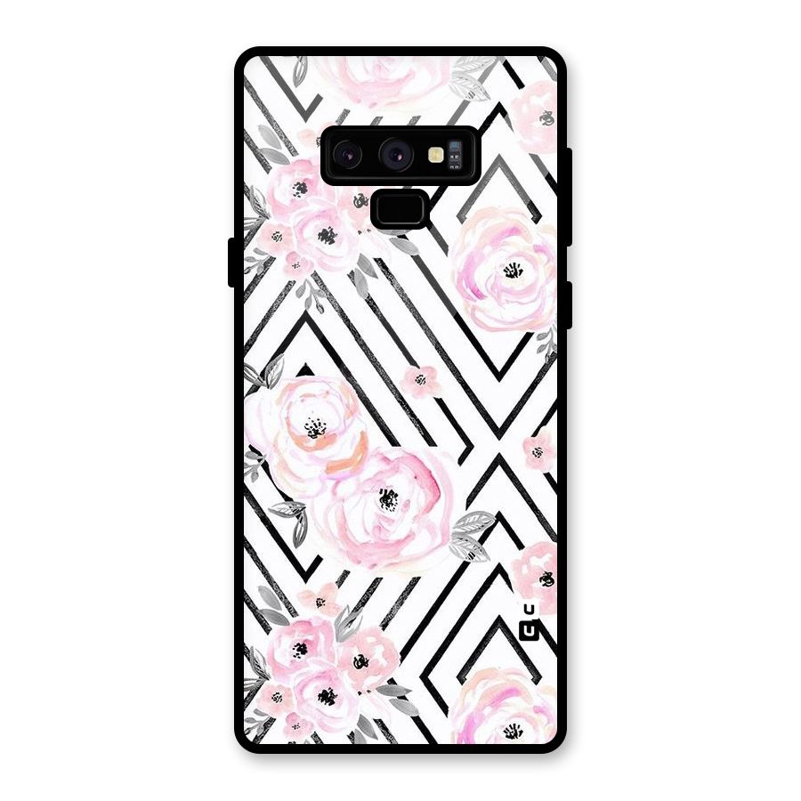 Light Pastel Flowers Design Glass Back Case for Galaxy Note 9
